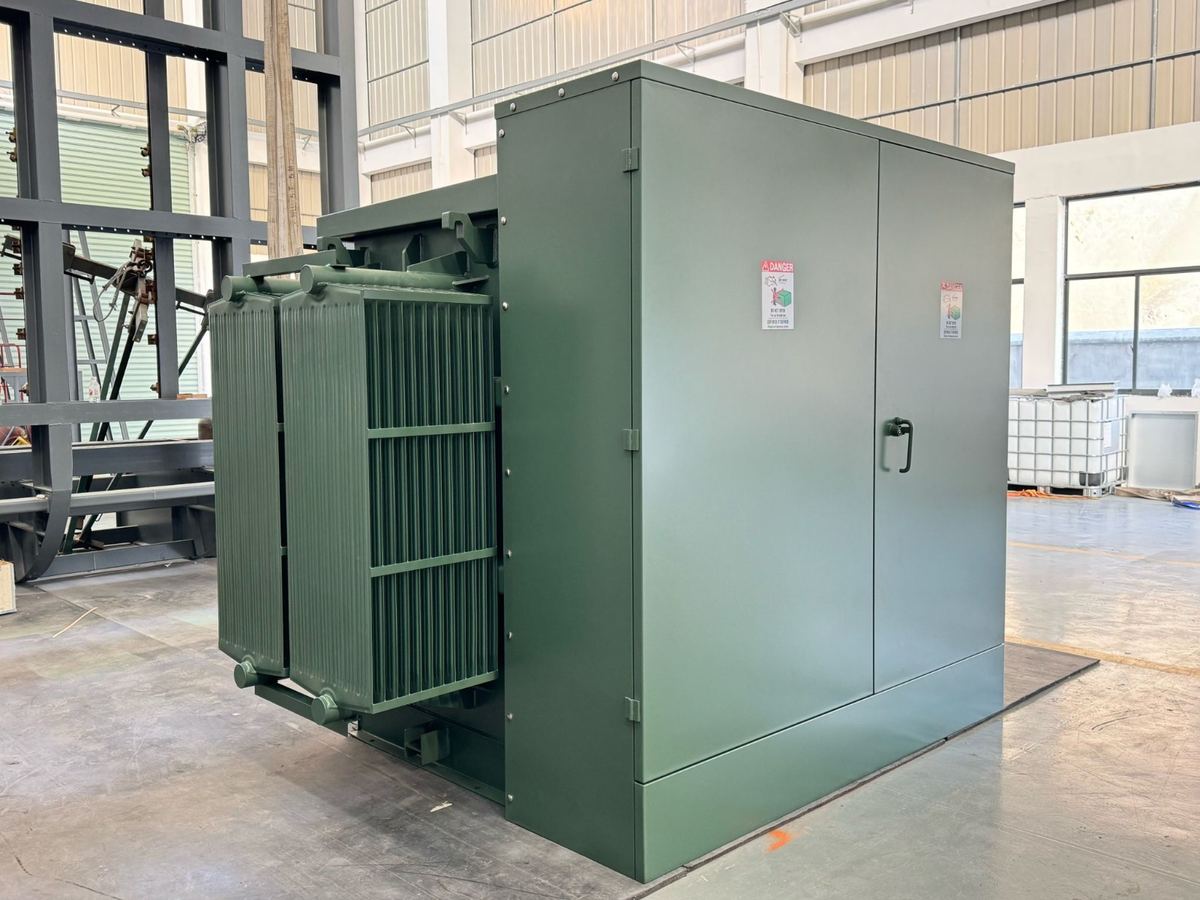 25 kV class pad-mounted transformer at the factory